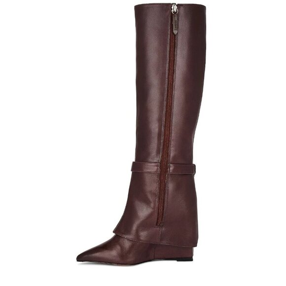 Schutz Jorian Up Boots in Dark Chocolate 5 with Box Womens leather Knee High - Picture 4 of 14